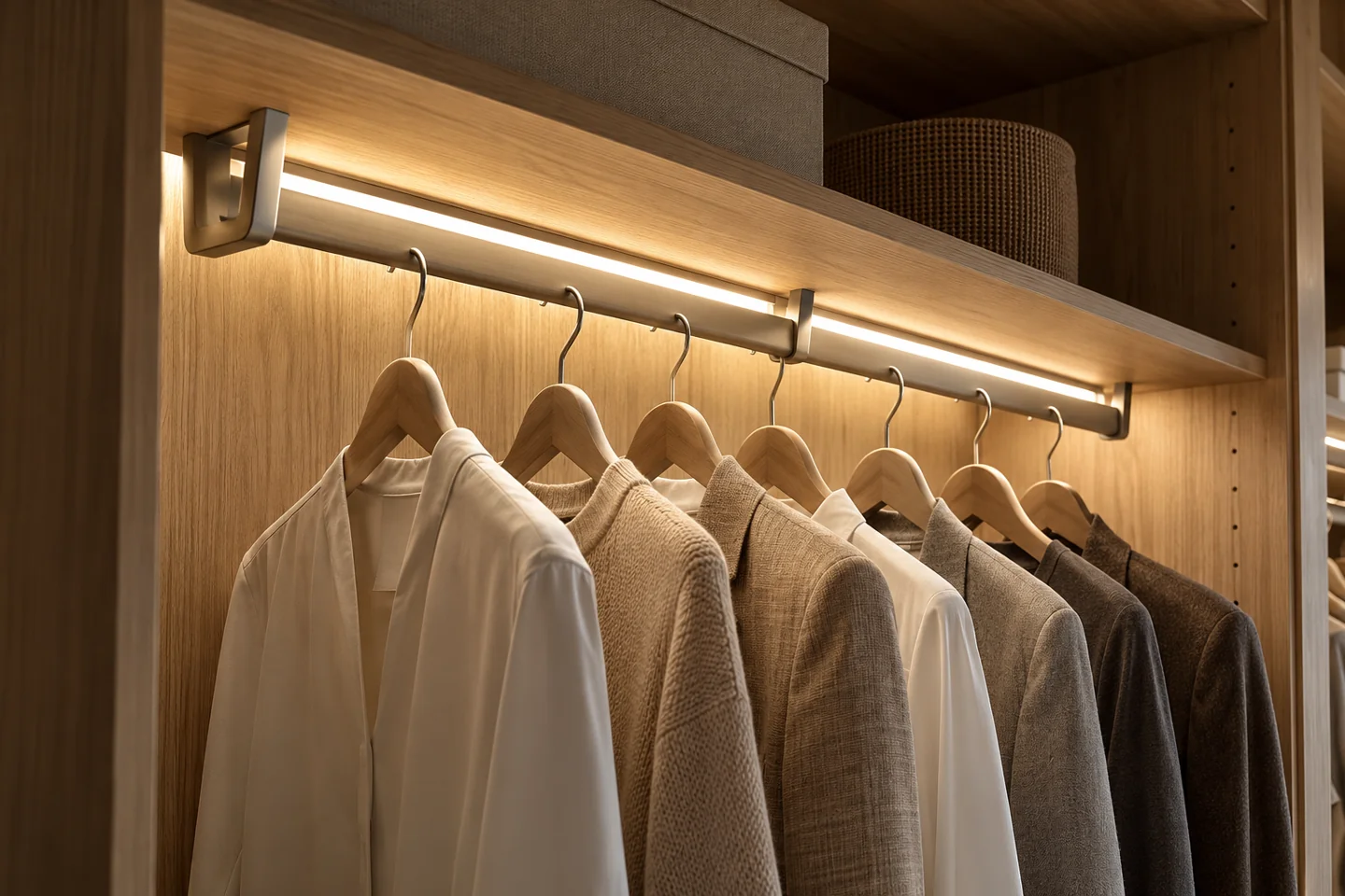 illuminated closet rods application illustration