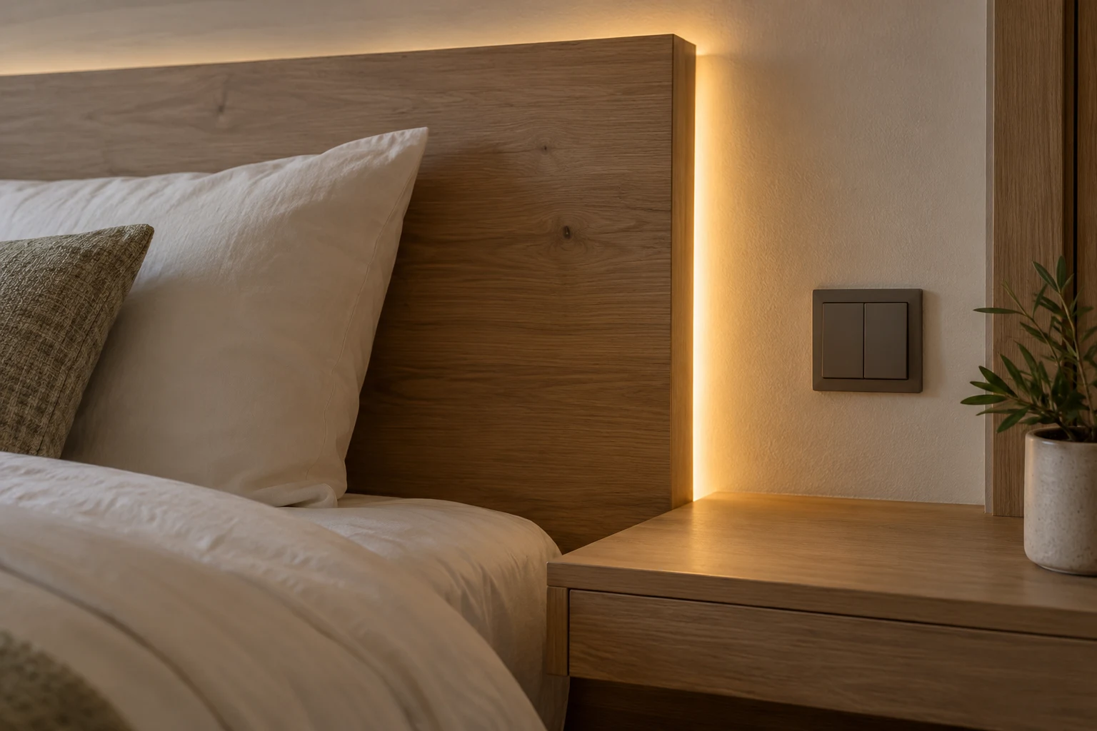 Coordinate bedside strip lighting and controls illustration