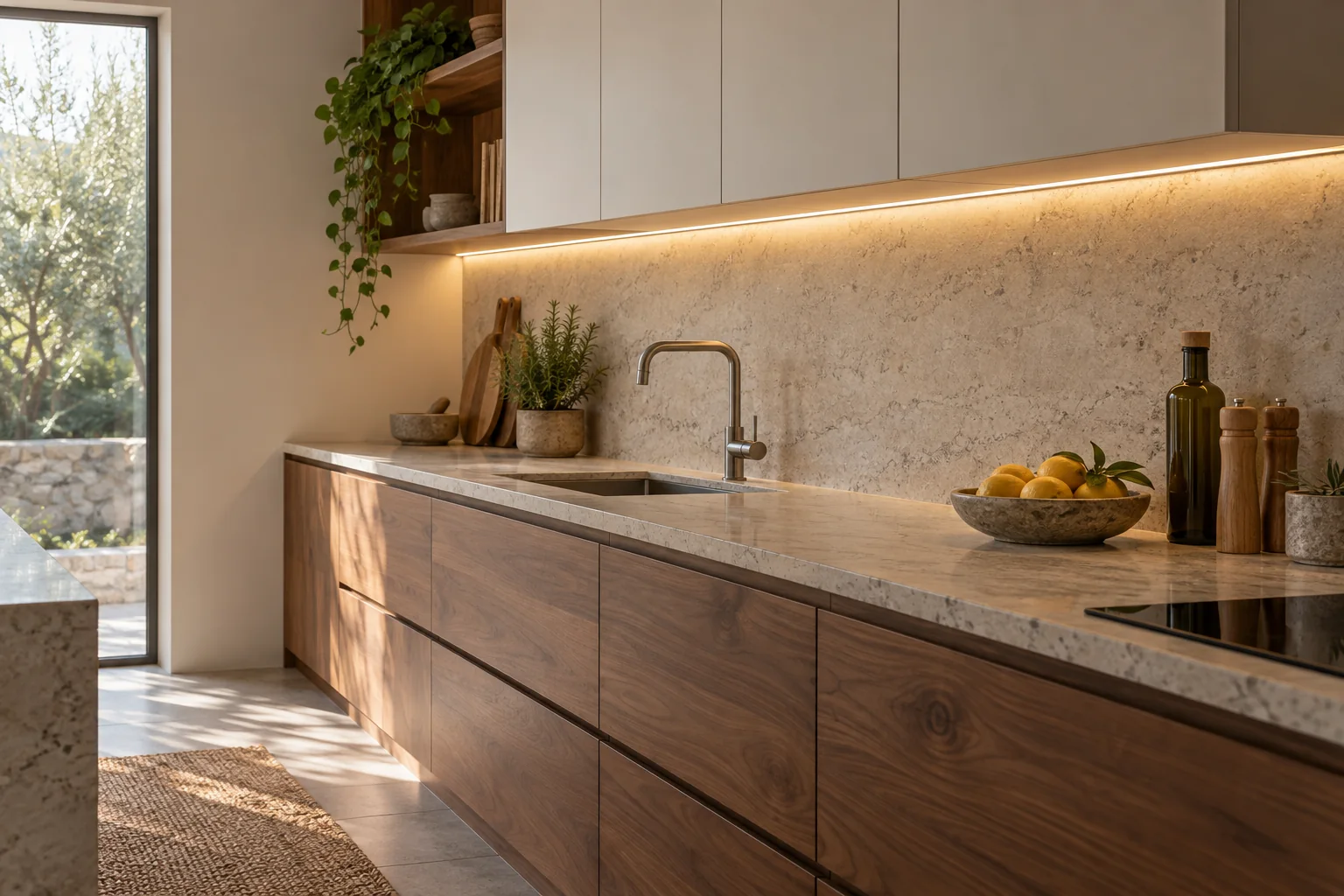 Under-cabinet LED strip lighting application illustration